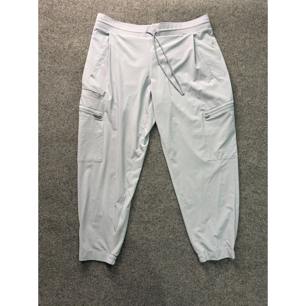 Athleta Far Travel Cargo Pants. Light Blue Gray. Size 14P.